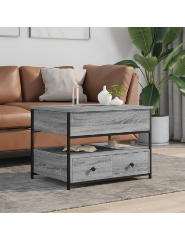 Tavolino Salotto Grigio Sonoma 70x50x50 cm Multistrato Metallo