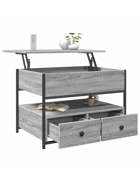 Tavolino Salotto Grigio Sonoma 70x50x50 cm Multistrato Metallo