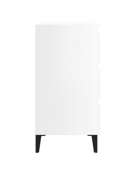 Comodino con Gambe in Metallo Bianco Lucido 40x35x69 cm