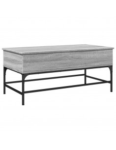 Tavolino Grigio Sonoma 100x50x45 cm Legno Multistrato e Metallo 2