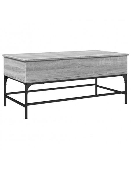 Tavolino Grigio Sonoma 100x50x45 cm Legno Multistrato e Metallo