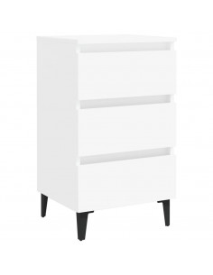 Comodino con Gambe in Metallo Bianco 40x35x69 cm 2