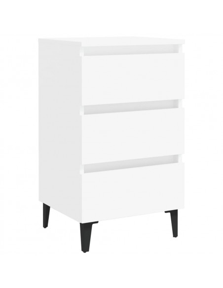 Comodino con Gambe in Metallo Bianco 40x35x69 cm