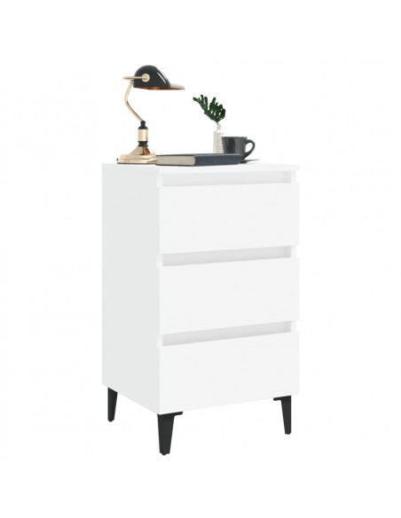 Comodino con Gambe in Metallo Bianco 40x35x69 cm