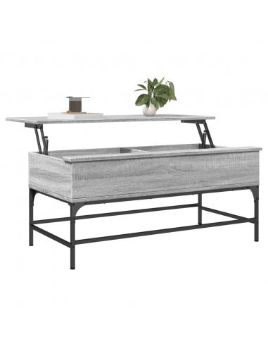 Tavolino Grigio Sonoma 100x50x45 cm Legno Multistrato e Metallo