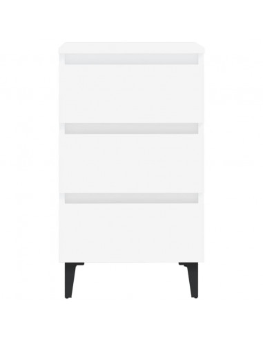 Comodino con Gambe in Metallo Bianco 40x35x69 cm