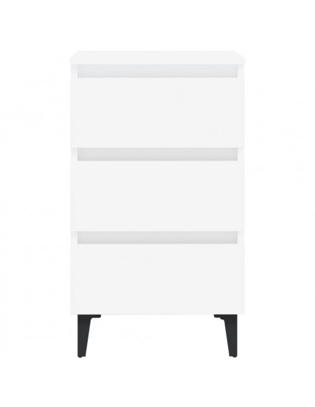 Comodino con Gambe in Metallo Bianco 40x35x69 cm
