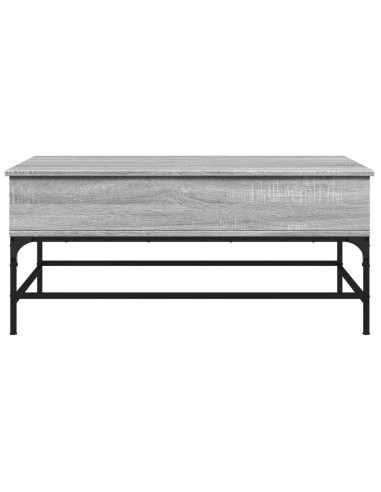Tavolino Grigio Sonoma 100x50x45 cm Legno Multistrato e Metallo