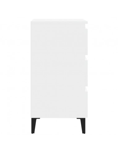 Comodino con Gambe in Metallo Bianco 40x35x69 cm