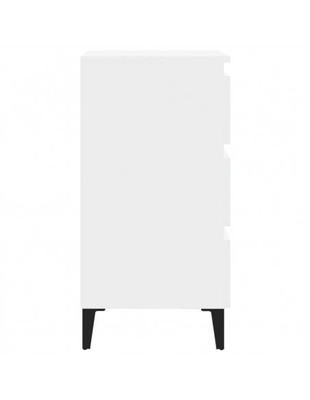 Comodino con Gambe in Metallo Bianco 40x35x69 cm