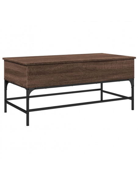 Tavolino Rovere Marrone 100x50x45cm Legno Multistrato e Metallo