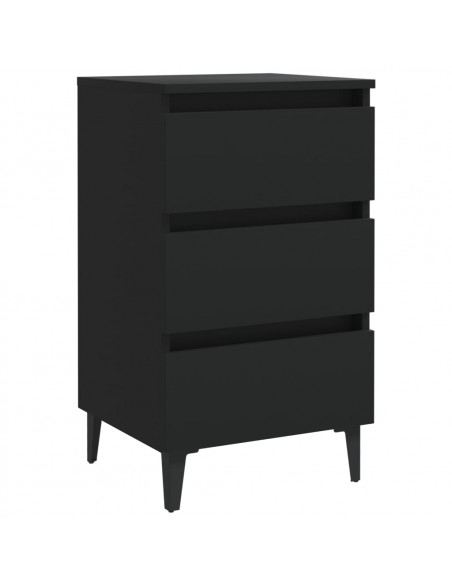 Comodino con Gambe in Metallo Nero 40x35x69 cm