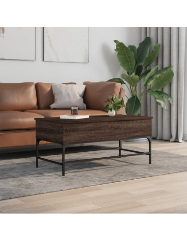 Tavolino Rovere Marrone 100x50x45cm Legno Multistrato e Metallo