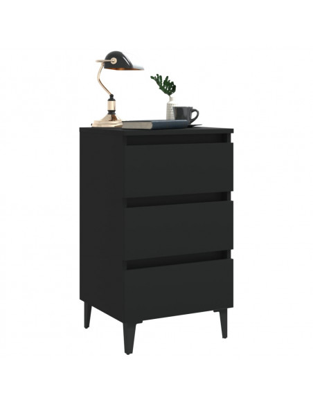 Comodino con Gambe in Metallo Nero 40x35x69 cm