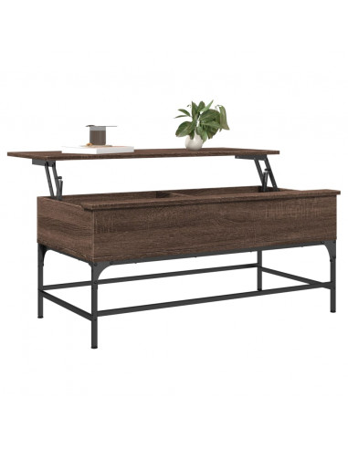 Tavolino Rovere Marrone 100x50x45cm Legno Multistrato e Metallo