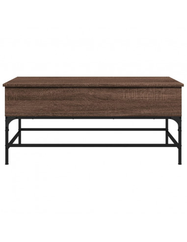 Tavolino Rovere Marrone 100x50x45cm Legno Multistrato e Metallo