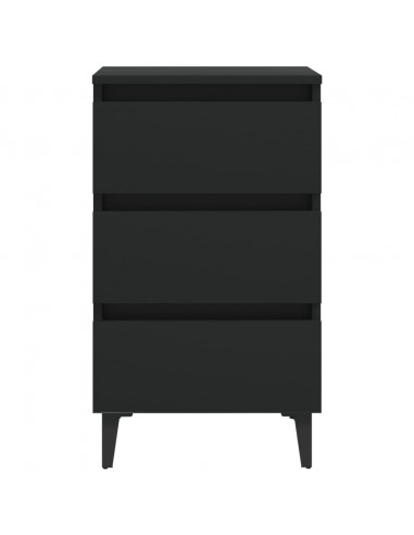 Comodino con Gambe in Metallo Nero 40x35x69 cm
