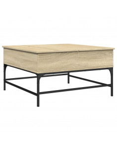 Tavolino Salotto Rovere Sonoma 80x80x45 cm Multistrato Metallo 2