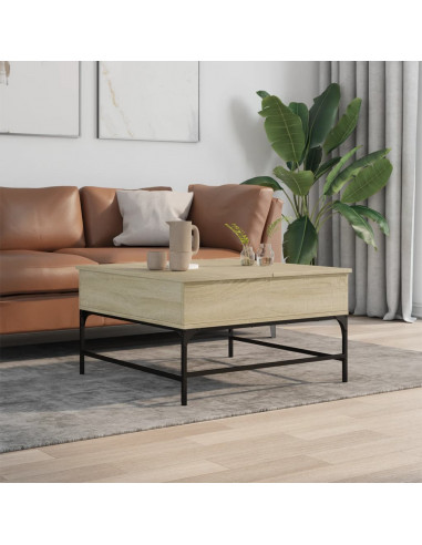 Tavolino Salotto Rovere Sonoma 80x80x45 cm Multistrato Metallo