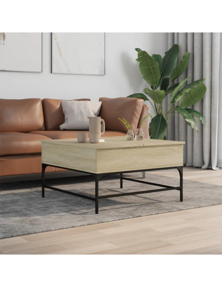 Tavolino Salotto Rovere Sonoma 80x80x45 cm Multistrato Metallo