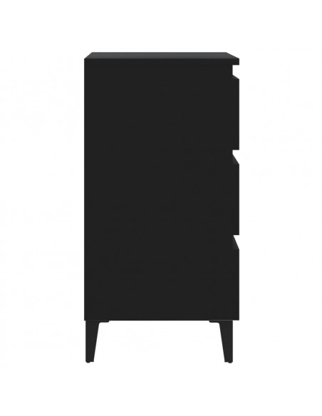 Comodino con Gambe in Metallo Nero 40x35x69 cm