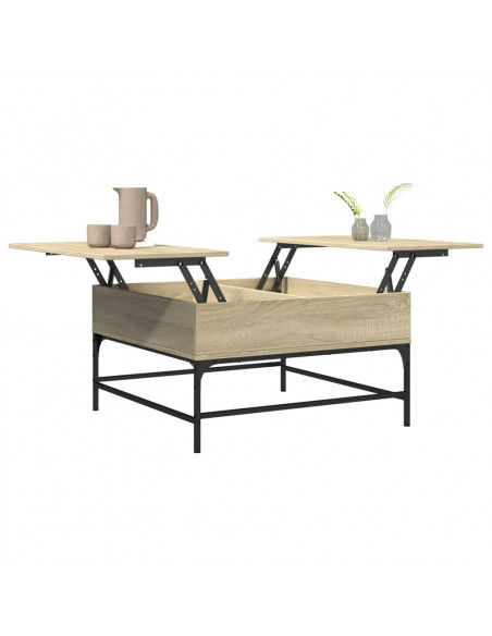 Tavolino Salotto Rovere Sonoma 80x80x45 cm Multistrato Metallo
