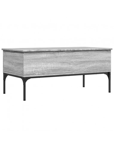 Tavolino Grigio Sonoma 100x50x45 cm Legno Multistrato e Metallo