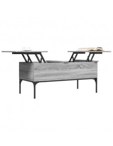 Tavolino Grigio Sonoma 100x50x45 cm Legno Multistrato e Metallo