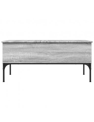 Tavolino Grigio Sonoma 100x50x45 cm Legno Multistrato e Metallo