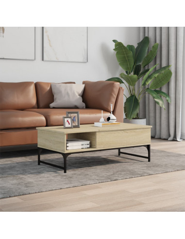 Tavolino Salotto Rovere Sonoma 100x50x35 cm Multistrato Metallo