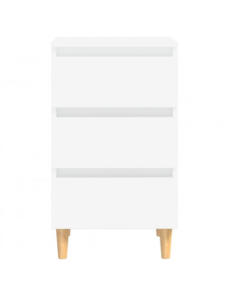 Comodino con Gambe in Legno Massello Bianco 40x35x69 cm