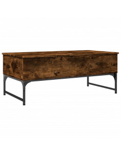 Tavolino Salotto Rovere Fumo 100x50x40cm Multistrato e Metallo 2