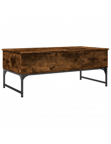 Tavolino Salotto Rovere Fumo 100x50x40cm Multistrato e Metallo
