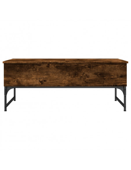 Tavolino Salotto Rovere Fumo 100x50x40cm Multistrato e Metallo