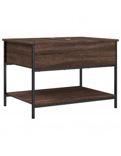 Tavolino Salotto Rovere Marrone 70x50x50cm Multistrato Metallo 2