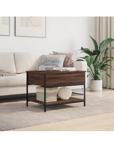 Tavolino Salotto Rovere Marrone 70x50x50cm Multistrato Metallo