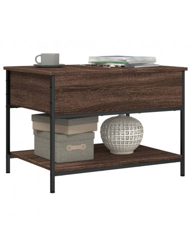 Tavolino Salotto Rovere Marrone 70x50x50cm Multistrato Metallo