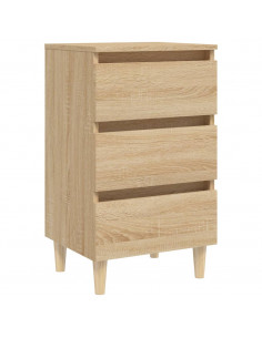 Comodino con Gambe in Legno Massello Rovere Sonoma 40x35x69 cm 2