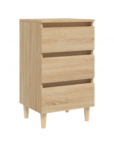 Comodino con Gambe in Legno Massello Rovere Sonoma 40x35x69 cm