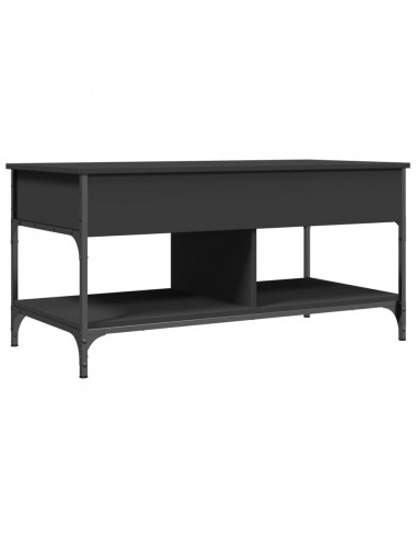 Tavolino da Salotto Nero 100x50x50cm Legno Multistrato Metallo