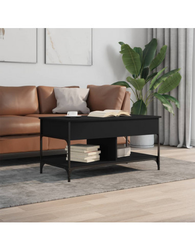 Tavolino da Salotto Nero 100x50x50cm Legno Multistrato Metallo