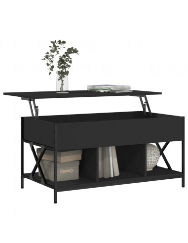 Tavolino da Salotto Nero 100x50x50cm Legno Multistrato Metallo