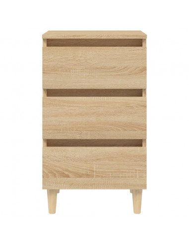 Comodino con Gambe in Legno Massello Rovere Sonoma 40x35x69 cm