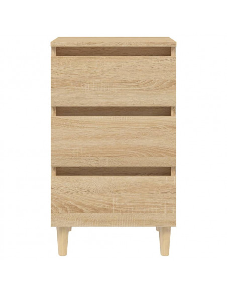 Comodino con Gambe in Legno Massello Rovere Sonoma 40x35x69 cm
