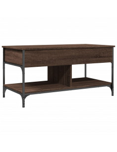 Tavolino Salotto Rovere Marrone 100x50x50cm Multistrato Metallo 2