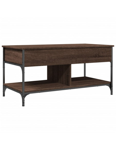 Tavolino Salotto Rovere Marrone 100x50x50cm Multistrato Metallo