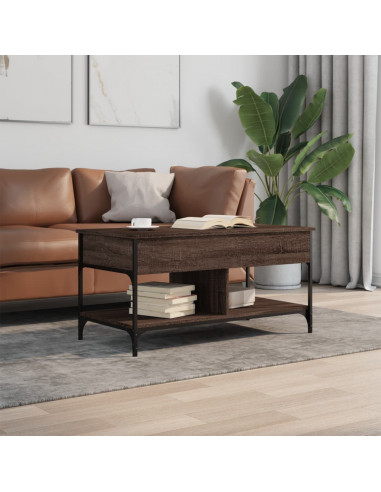 Tavolino Salotto Rovere Marrone 100x50x50cm Multistrato Metallo