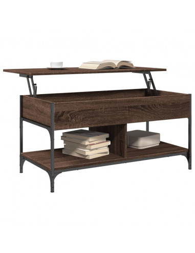 Tavolino Salotto Rovere Marrone 100x50x50cm Multistrato Metallo