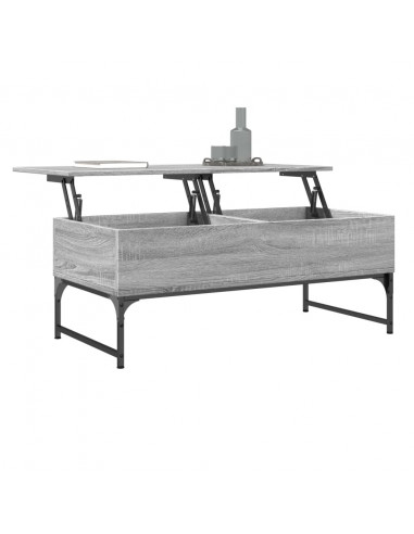Tavolino Salotto Grigio Sonoma 100x50x40cm Multistrato Metallo