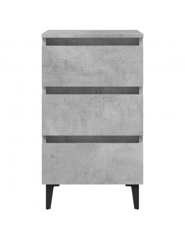 Comodino con Gambe in Metallo Grigio Cemento 40x35x69 cm